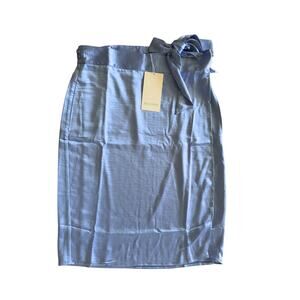 WILDFANG The Empower Satin Wrap Skirt Cornflower Blue L NWT $98